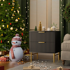 High Quality Modern <strong>Nightstand</strong> With Gold Legs Luxury Bedside Table With 2 Drawers Easy Pull Out Side Table for Living Room - Product Image 5