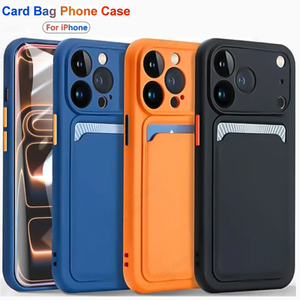 Ốp điện thoại giả da silicon có khe đựng thẻ cho iPhone 17 Pro Max Air 13 12 Mini, ốp lưng mềm cho iPhone 16 Pro Max 14 15 <span class=keywords><strong>Plus</strong></span> - Product Image 1