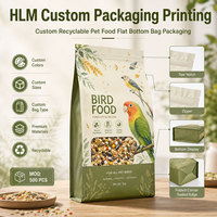 Sachet d'emballage alimentaire pour oiseaux à huit soudures latérales, imprimé sur mesure, à fond plat, avec fermeture éclair, qualité alimentaire, refermable, pour graines de perroquet