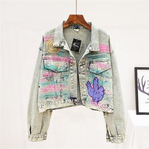 Veste en Denim délavée pour enfants de 2 à 12 ans, vêtements courts imprimés à la mode, fabriqué en chine - Product Image 1