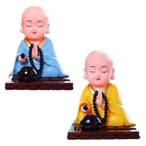Solar Powered Mini Monk <b>Car</b> Ornament Cartoon Chinese Tradition Plastic Decoration For <b>Car</b> <b>Interior</b> - Product Image 5