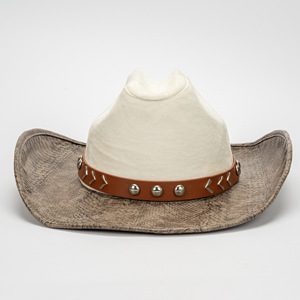 Nouveau chapeau de <span class=keywords><strong>cowboy</strong></span> en daim synthétique imitation serpent, couleur contrastée, style western, à large bord incurvé, pour la <span class=keywords><strong>musique</strong></span> <span class=keywords><strong>country</strong></span> et les tenues décontractées - Product Image 2