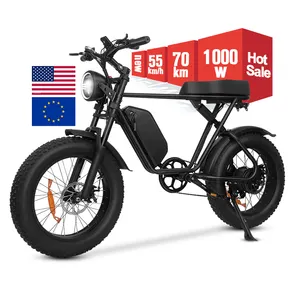 미국 EU 주식 빠른 배송 1000w 전기 하이브리드 자전거 20 인치 팻 타이어 비치 크루즈 전자 자전거 모든 지형 오프로드 Ebike 자전거