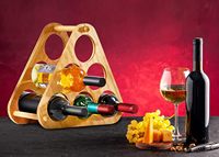BH Chic Étagère de comptoir élégante, porte-bouteilles de table, support de rangement et de présentation de vin en bambou avec fentes pour 6 bouteilles