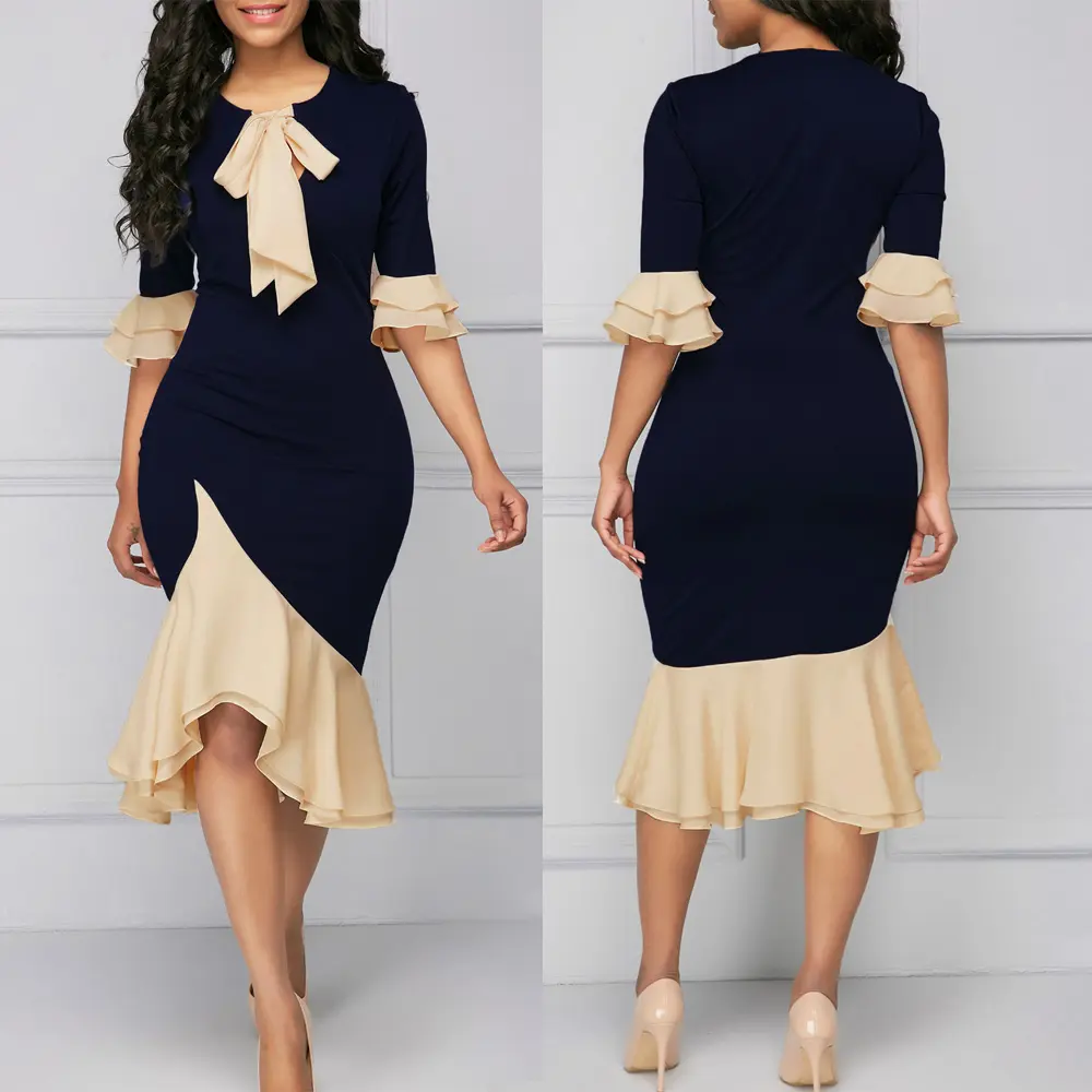 Ladies long Sleeve Elegant Official Dress Professional Women long evening dress