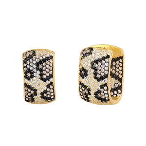 Pendientes de Aro E4598 en Oro Blanco con Cristales Geométricos y Microincrustaciones de Diamantes de Imitación, Joyería Moderna para Mujer - Product Image 1