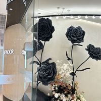 Pupu Mawar Hitam Kertas Buatan Tangan Realistis Modern untuk Latar Belakang Pajangan Jendela Set Raksasa Hari Ibu Natal