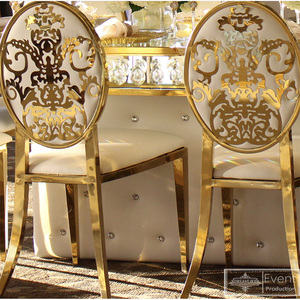 Sedie da Matrimonio Moderne con Schienale in Metallo a Motivo Rosa, <span class=keywords><strong>Mobili</strong></span> da Pranzo in Acciaio Inossidabile per la Casa in Vendita - Product Image 6