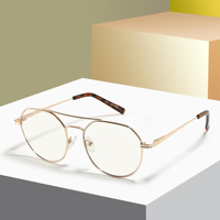 Conchen caliente nuevo diseño clásico de lujo mujeres hombres doble puente Metal gafas ópticas 2024
