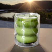 Tasse à café en verre à double paroi, isolée thermiquement, en verre borosilicate, pour thé, lait, matcha glacé, latte