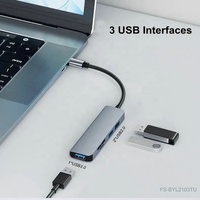 Station d'accueil en aluminium USB vers Type C Hub 3.0 avec lecteur de carte SD/TF Splitter USB Hub USB 5 en 1 pour MacBook PC Laptops Print
