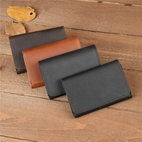Dompet kulit asli pria, dompet kulit ramping, penutup jepret, kulit kuda gila, dompet koin