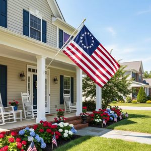 Drapeau en coton Betsy Ross 3x5 pieds, 13 étoiles, cadeau du 250e anniversaire <span class=keywords><strong>de</strong></span> l'Amérique, brodé, imperméable, robuste, avec support en aluminium - Product Image 1