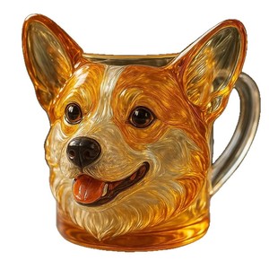 Nouveau produit Verre à boire 3D avec visage de chien <span class=keywords><strong>Corgi</strong></span> Verre à boire 3D avec visage de chien Tasse en verre - Product Image 5