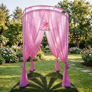 Soporte de telón de fondo para bodas al por mayor con tela de gasa para decoración de fiestas de boda - Product Image 1