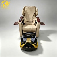 Fauteuil de pédicure de luxe moderne multifonctionnel avec massage par ondes, LED 7 couleurs, en cuir PU, pour salon de manucure et spa des pieds inclinable