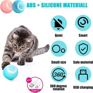 Balle roulante automatique à rotation 360° avec recharge USB, jouet d'exercice pour animaux de compagnie, balle intelligente pour chat, jouets de poursuite - Product Image 5