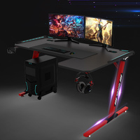 Vente en gros d'usine, nouveau bureau d'ordinateur en métal RGB, bureau de jeu pour PC, bureau en forme de L, bureau d'angle avec porte-gobelet pour salle de jeu