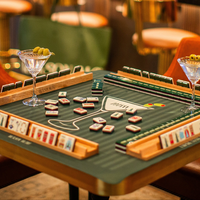 Set Mahjong Amerika Terinspirasi dari Maison Mahjong New York, 160 Ubin Akrilik Premium 3-Lapisan dengan Alas Neoprena Mewah 33-Inci