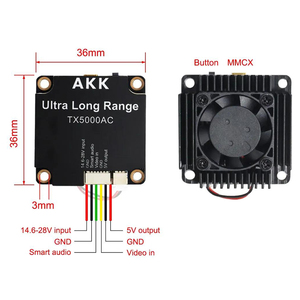 AKK Tx5000ac VTX 4.9G-6.1G 5W Siêu Dài Phạm Vi Truyền <span class=keywords><strong>Video</strong></span> FPV <span class=keywords><strong>Video</strong></span> <span class=keywords><strong>Transmitter</strong></span> Phiên Bản Drone Hình Ảnh Truyền - Product Image 5