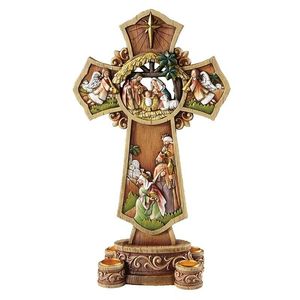 Candelabro <span class=keywords><strong>de</strong></span> Resina Navideño con 4 Soportes para Velas, Escena <span class=keywords><strong>de</strong></span> la Natividad, Decoración Navideña para el Hogar, Soporte <span class=keywords><strong>de</strong></span> Poliresina, ¡Gran Oferta! - Product Image 1