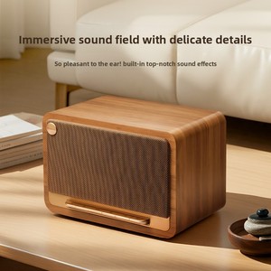 Haut-parleur rétro en bois 5.4 haute puissance 90W, subwoofer <span class=keywords><strong>portable</strong></span> sans fil, batterie 12000mAh, prise en charge TF/USB/AUX <span class=keywords><strong>pour</strong></span> la maison - Product Image 5