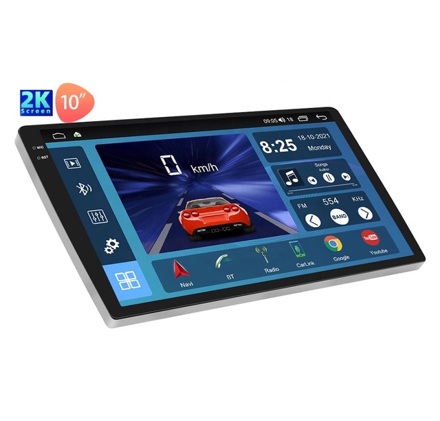 Slim Universal 8 Cores Android 12 Car Radio DSP Multimedia Video Player 2K Screen 10Inch Car Audio Stereo Touch Screen Carplay