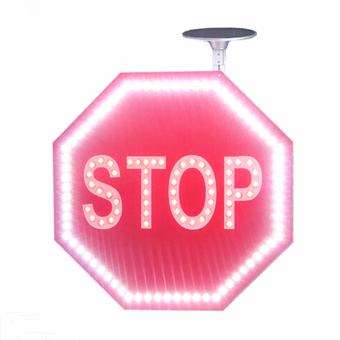 Stop Sign Shape - Octagon Road Sign with LED Flashing Lights