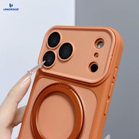 Coque pour iPhone 14 Pro Max avec béquille métallique rotative à 360°, étui de protection PC TPU, design mignon pour iPhone 16 17, coque arrière