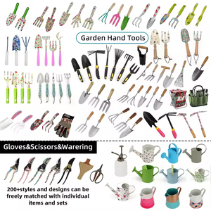 Kit de herramientas de jardinería para el hogar Mini Lady con estampado Floral personalizado, 1 rastrillo de tijera de acero inoxidable, pala de jardín de madera, soporte OEM - Product Image 1