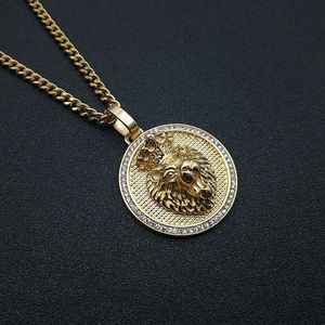 Yunnique – collier avec pendentif tête de Lion plaqué or, style Hip Hop, avec couronne en diamant, chaîne cubaine en acier inoxydable, 5mm, 70cm, bijoux cadeau - Product Image 3