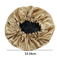 Plaine grand bonnet de nuit réglable élastique Double couche réversible cheveux soie En Satin Bonnet pour les femmes cheveux bouclés