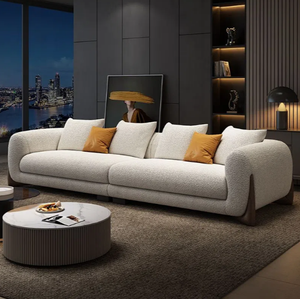 Modern Italian Luxury Corner Sofa <strong>Velvet</strong> Cloth Tea/<strong>Coffee</strong> <strong>Table</strong> with Slate Top for Living Room for Apartment Use - Product Image 3