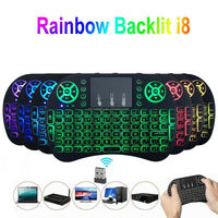 Keyboard nirkabel lampu latar 2.4GHz I8, Keyboard nirkabel Mini bantalan sentuh I8, Keyboard dengan lampu latar untuk Tv Android