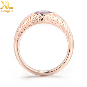 Bague Vintage en Alexandrite, Coupe Ovale, Solitaire, Pierre Précieuse en Alexandrite Sculptée, Or Rose 14 carats, Bijoux Fins pour Fiançailles et Mariage - Product Image 6