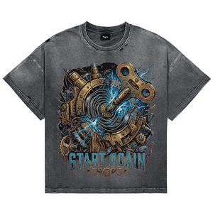 Camisetas de Algodón de Alta Calidad para Hombre, Estilo Vintage, Oversize, Lavado Ácido, Diseño Punk, Transpirables, Suaves, Ropa Personalizada de Moda Masculina - Product Image 1