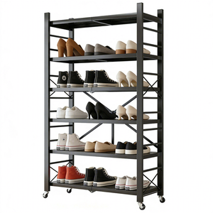 Indispensable, sans assemblage, étagère de rangement en acier au carbone robuste de 100 cm, CA007, pliable et détachable, multi-niveaux avec roues à frein - Product Image 2