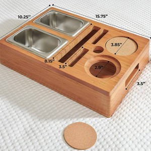 Sofa <b>Storage</b> <b>Tray</b> Bamboo Rectangular Multifunctional Snack Beverage Holder With Compartments For Living Room Use - Product Image 3