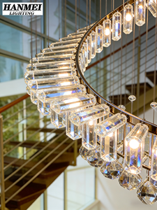 Lámpara Colgante de Estilo Europeo para Escaleras de Villa, Doble Altura, para Sala de Estar, Cristal en Espiral, Romántica, Decorativa, para Restaurante, Mediana/Larga - Product Image 5