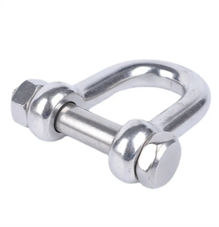 304 Stainless steel D shackle U-style mountaineering lifting cargo ship bolt and nut lock shackle