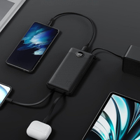 Batterie externe ultra-fine personnalisable avec logo, 10000 mAh, 20000 mAh, avec câble intégré, cadeau pour les voyageurs d'affaires