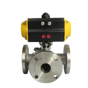 COVNA Flange Pneumatic Actuated High Pressure Three Way Ball Valve