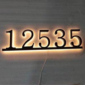 Personalizado al aire libre impermeable LED iluminado acrílico Metal <span class=keywords><strong>casa</strong></span> números signos hogar nombre figuras transformador hospitales - Product Image 3