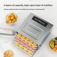 6-laags Voedseldroger Huishoudelijke Roestvrijstalen Groente Vlees Luchtdroogmachine Huisdierensnacks Smart Fruit 220V/110V 400W