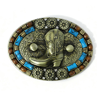 Boucle de ceinture Western personnalisable Vintage-Cowboy Rodeo Ox Skull Metal Buckle Western Heavy Rock Boucle de ceinture pour hommes