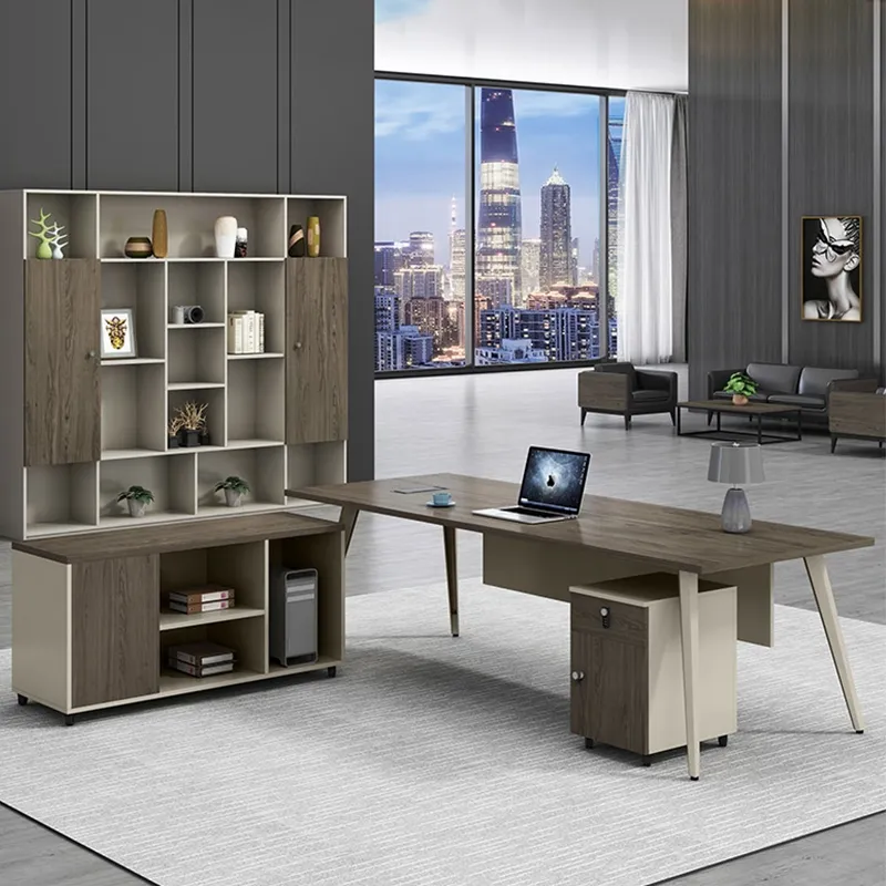 Luxury Office Furniture Wooden Laminated L Shape Manager Boss Computer Table Executive Office Desk