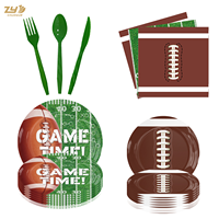 Ensemble de décoration de fête d'anniversaire sur le thème du football américain du Super Bowl, assiettes en papier jetables écologiques, serviettes, nappes pour adolescents et adultes