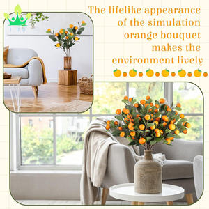 Branches de mandarine artificielles Oranges fruits avec des feuilles vertes <span class=keywords><strong>branche</strong></span> Kumquat <span class=keywords><strong>branche</strong></span> de mandarine pour Vase décoration de fête à la maison - Product Image 5