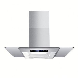 Campana extractora de cocina de vidrio de acero inoxidable, campana extractora de Isla de cocina con chimenea SS - Product Image 2