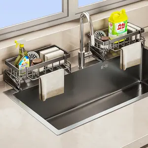 Soporte para esponja de cocina, estante de acero inoxidable para fregadero, escurridor de jabón, toallero, organizador de estantes, accesorios de almacenamiento para baño - Product Image 4